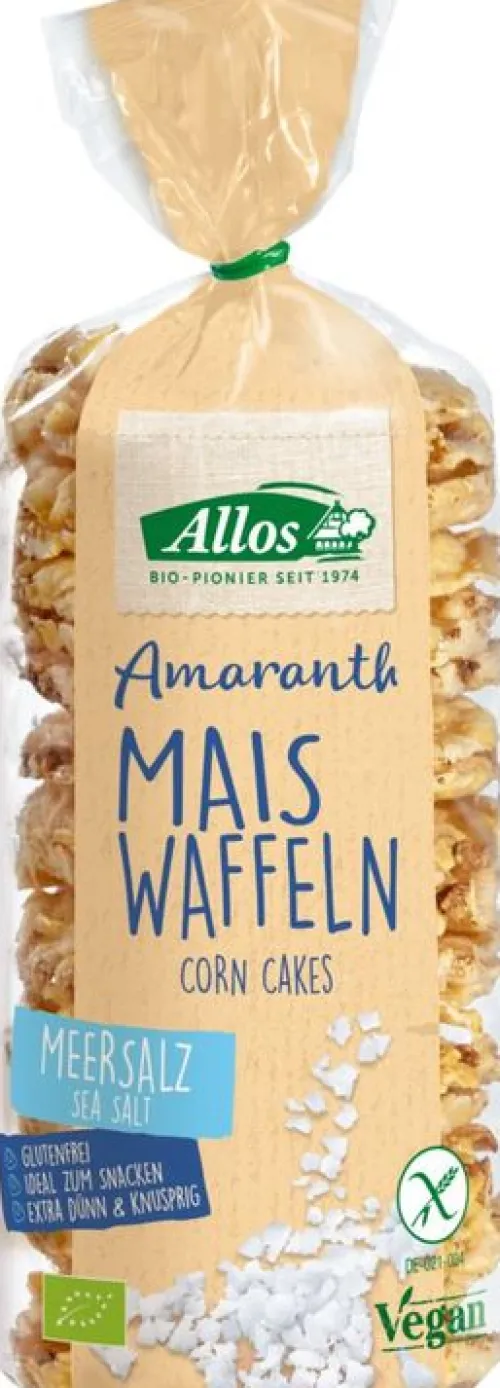 ALLOS Backwaren & -Mischungen|Glutenfreie Lebensmittel^- Amaranth Mais Waffeln Meersalz bio 100g