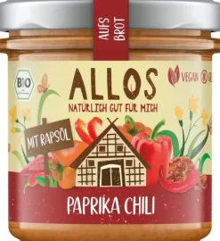 ALLOS Pikante Brotaufstriche|Glutenfreie Lebensmittel^- aufs Brot Paprika Chili, 140g