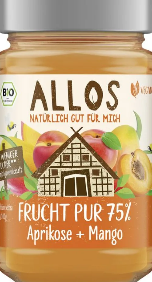 ALLOS Fruchtaufstriche^- Frucht Pur 75% Aprikose-Mango bio 250g