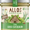 ALLOS Vegane Brotaufstriche|Glutenfreie Lebensmittel^- Hof Gemüse Ennos Erbse Basilikum bio vegan glutenfrei 135g