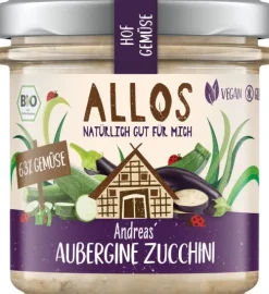 ALLOS Pikante Brotaufstriche|Glutenfreie Lebensmittel^- Hofgemüse Andreas Aubergine Zucchini bio 135g