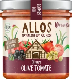 ALLOS Vegane Brotaufstriche|Pikante Brotaufstriche^- Hof-Gemüse Oliver's Olive Tomate Brotaufstrich, bio 135g