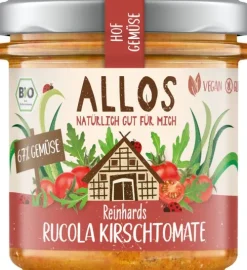 ALLOS Pikante Brotaufstriche|Glutenfreie Lebensmittel^- Hofgemüse Reinhards Rucola Kirschtomate bio 135g