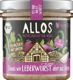 ALLOS Vegane Brotaufstriche^- Iss mir nicht Wurst Leberwurst mit Zwiebeln, 135g