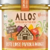 ALLOS Pikante Brotaufstriche|Glutenfreie Lebensmittel^- Linsen-Aufstrich Rote Linse Paprika Mango, bio, 140g