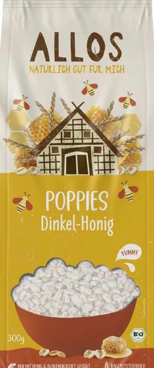 ALLOS Breie & Müsli^- Poppies Dinkel-Honig, bio 300g