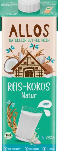 ALLOS Getreidedrinks|Glutenfreie Lebensmittel^- Reis-Kokos Drink naturell 1l