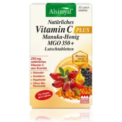 Alsitan GmbH Vitamine Und Mineralien|Immunsystem^Alsiroyal - Natürliches Vitamin C PLUS Manuka-Honig MGO 350+ , 30 Lutschtabletten
