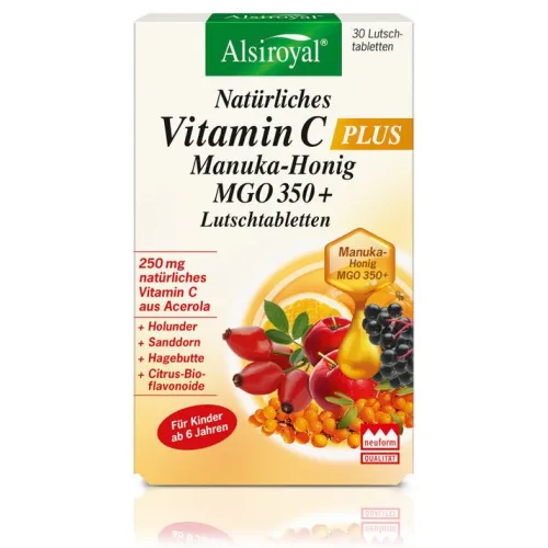 Alsitan GmbH Vitamine Und Mineralien|Immunsystem^Alsiroyal - Natürliches Vitamin C PLUS Manuka-Honig MGO 350+ , 30 Lutschtabletten
