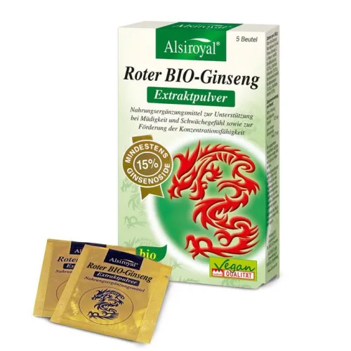 Alsitan GmbH Pflanzen Und Kräuter|Gedächtnisleistung^Alsiroyal - Roter Ginseng Extraktpulver Bio 5 Btl,