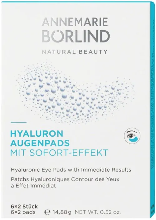 ANNEMARIE BÖRLIND Naturkosmetik|Gesichtspflege^- HYALURON AUGENPADS mit Sofort-Effekt, 6 x 2St.