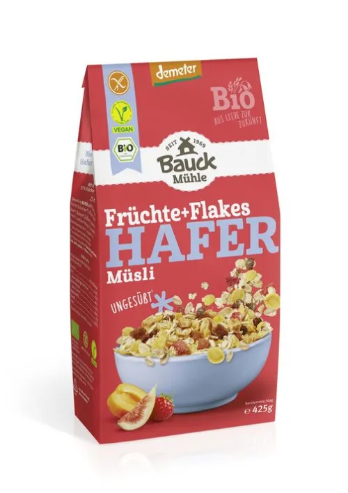 Bauck GmbH Breie & Müsli^Bauck Mühle - Hafer Müsli Früchte+Flakes Demeter glutenfrei, 425g