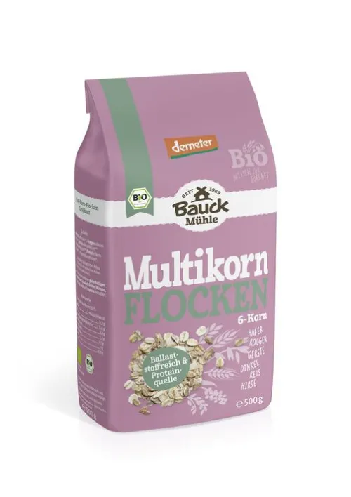Bauck GmbH Breie & Müsli^Bauck Mühle - 6-Korn Flocken ohne Weizen Demeter, 500g