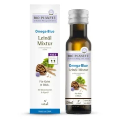 BIO PLANÈTE Fette & Öle^- Omega Blue Leinöl-Mixtur zur Nahrungsergänzung, 100ml