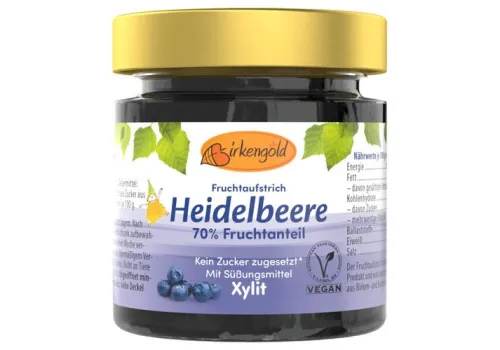 Birkengold GmbH Fruchtaufstriche|Glutenfreie Lebensmittel^Birkengold - Fruchtaufstrich Heidelbeere, 200g