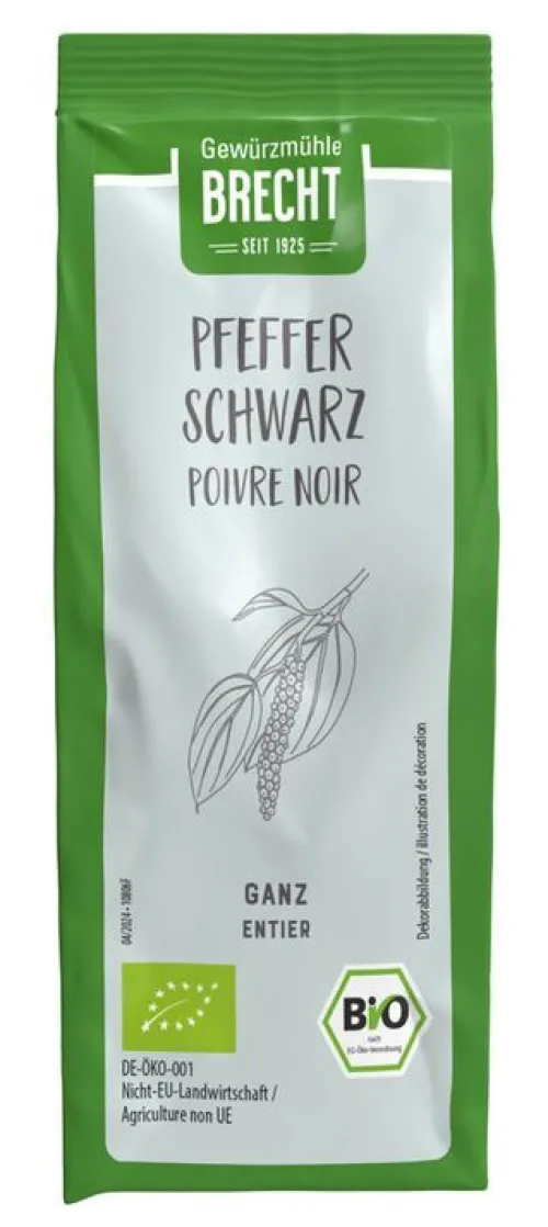 Gewürzmühle Brecht GmbH Gewürze Und Kräuter^Brecht - Pfeffer schwarz ganz bio, Nachfüllbeutel, 70g