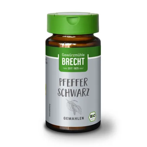 Gewürzmühle Brecht GmbH Gewürze Und Kräuter|Glutenfreie Lebensmittel^Brecht - Pfeffer schwarz gemahlen bio im Glas 40g