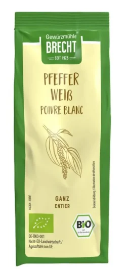 Gewürzmühle Brecht GmbH Gewürze Und Kräuter^Brecht - Pfeffer weiß ganz, bio, Nachfüllbeutel 65g