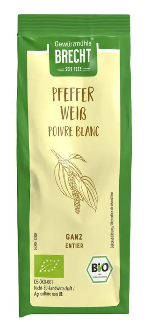 Gewürzmühle Brecht GmbH Gewürze Und Kräuter^Brecht - Pfeffer weiß ganz, bio, Nachfüllbeutel 65g