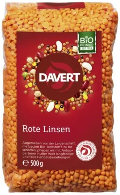 DAVERT Hülsenfrüchte|Hülsenfrüchte^- Rote Ganze Linsen, 500g