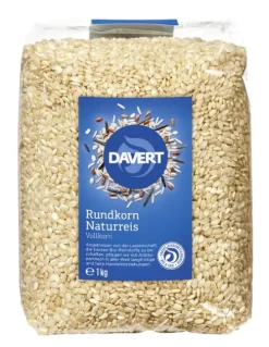 DAVERT Reis|Glutenfreie Lebensmittel^- Rundkorn Naturreis, 1kg