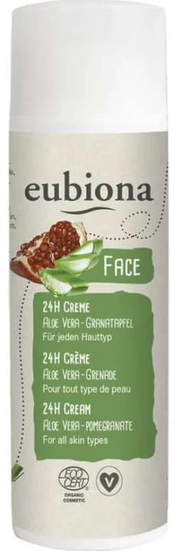 Eubiona Gesichtspflege|Naturkosmetik^- 24H Creme Aloe Vera-Granatapfel, 50ml