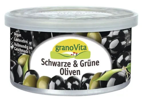 Grano Vita Vegane Brotaufstriche|Pikante Brotaufstriche^GranoVita - Schwarze & Grüne Olive Sandwich Pastete glutenfrei vegan 125g