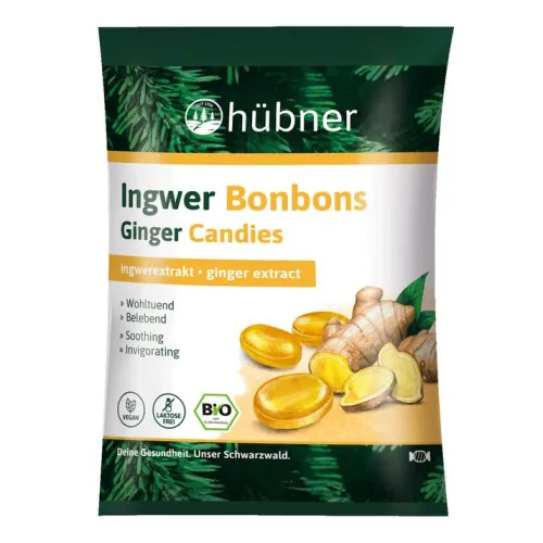 HÜBNER Bonbons|Glutenfreie Lebensmittel^Hübner - Ingwer Bonbons BIO, 70g