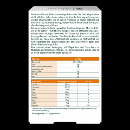 HÜBNER Vitamine Und Mineralien|Eisen^Hübner - Multi-Mineral Kompakt, 168g