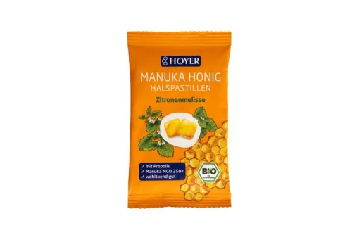 Hoyer Bonbons^- Manukahonig Halspastillen Zitronenmelisse, 30g