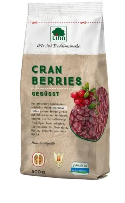 Lorenz & Lihn Trockenfrüchte^Lihn - Cranberries, leicht gesüßt, ganze Früchte, 500g