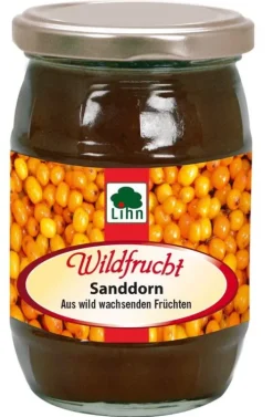 Reformhaus Eigenmarke Vegane Brotaufstriche|Fruchtaufstriche^Lihn - Wildfrucht-Aufstrich Sanddorn Sonderabfüllung vegan 330g