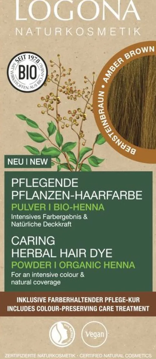 LOGONA Naturkosmetik^Pflanzen-Haarfarbe Pulver Bernsteinbraun 100g