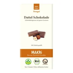 Makri Schokolade|Glutenfreie Lebensmittel^- Bio Dattel Schokolade - Nougat 50%, 85g