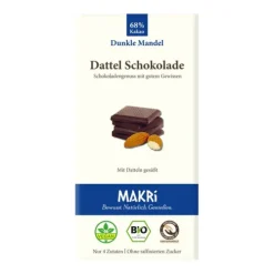 Makri Schokolade^- Bio Dattel Schokolade - Dunkle Mandel 68%, 85g