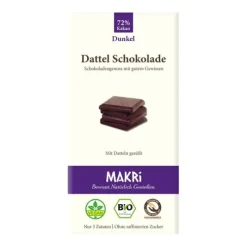 Makri Schokolade|Glutenfreie Lebensmittel^- Bio Dattel Schokolade - Dunkel 72%, 85g