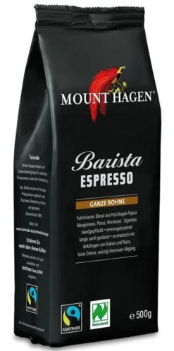 Mount Hagen Kaffee|Kaffee^- Bio FT Espresso Barista, ganze Bohne, 500g