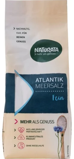 NATURATA Gewürze Und Kräuter|Glutenfreie Lebensmittel^- Atlantik Meersalz fein 500g