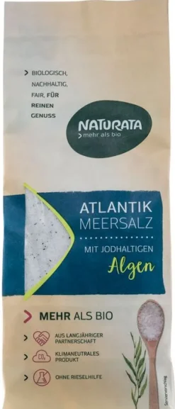Natura-Werk Gebr. Hiller GmbH & Co. KG Gewürze Und Kräuter|Glutenfreie Lebensmittel^NATURATA Atlantik Meersalz, mit jodhaltigen Bio Algen 500g