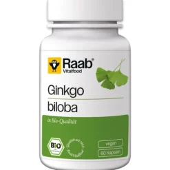 Raab Vitalfood Pflanzen Und Kräuter^- BIO Ginkgo biloba, 60 Kapseln à 500 mg, 30g
