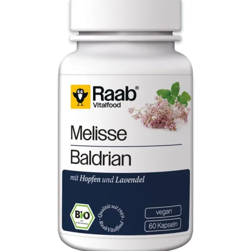 Raab Vitalfood Schlaf^- BIO Melisse - Baldrian 60 Kapseln à 480 mg