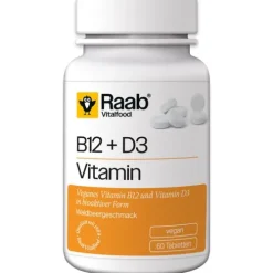 Raab Vitalfood Vitamine Und Mineralien^- Vitamin B12 + D3, 60 Lutschtabletten Waldbeere