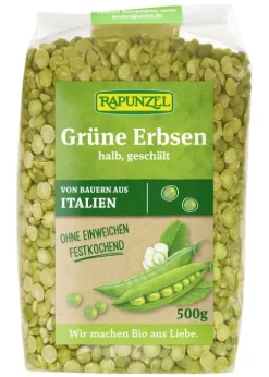 RAPUNZEL Hülsenfrüchte|Hülsenfrüchte^- Erbsen grün, halb, geschält, 500g
