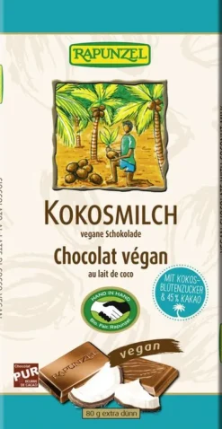 RAPUNZEL Schokolade|Glutenfreie Lebensmittel^- Kokosmilch Schokolade HIH, 80g