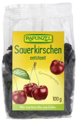 RAPUNZEL Trockenfrüchte|Glutenfreie Lebensmittel^- Sauerkirschen entsteint bio 100g