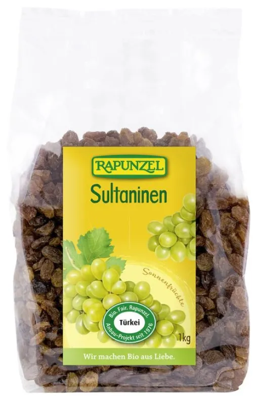 RAPUNZEL Trockenfrüchte|Glutenfreie Lebensmittel^- Sultaninen, bio 1 Kg
