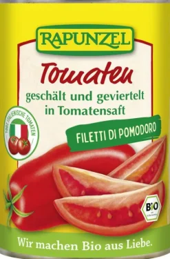 RAPUNZEL Suppen|Saucen Und Dressing^- Tomaten geschält und geviertelt in der Dose, 400g
