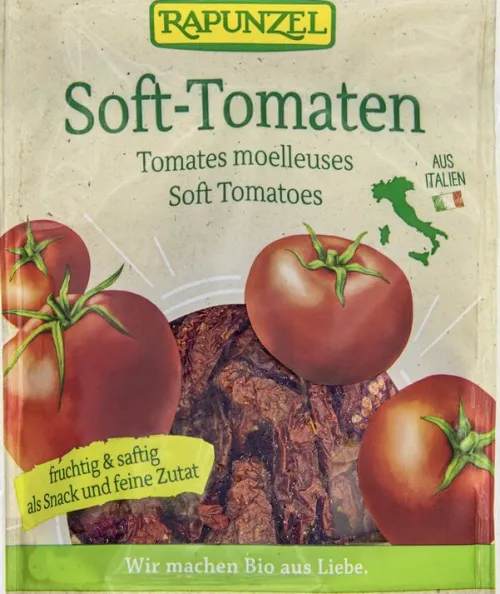 RAPUNZEL Trockenfrüchte|Glutenfreie Lebensmittel^- Tomaten Soft, 100g