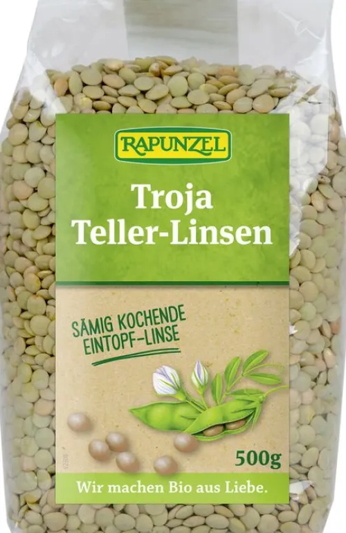 RAPUNZEL Hülsenfrüchte|Hülsenfrüchte^- Troja Teller-Linsen, grün bis braun, 500g