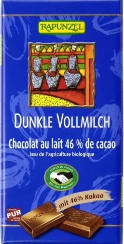 RAPUNZEL Schokolade|Glutenfreie Lebensmittel^- Vollmilch Schokolade 46% Kakao Dunkel HIH, 100g